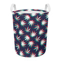 Trippy Hemp Leaves Reggae Pattern Print Round Laundry Basket