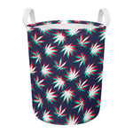 Trippy Hemp Leaves Reggae Pattern Print Round Laundry Basket