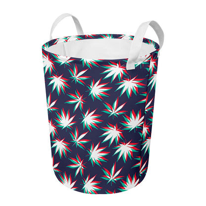 Trippy Hemp Leaves Reggae Pattern Print Round Laundry Basket