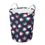 Trippy Hemp Leaves Reggae Pattern Print Round Laundry Basket