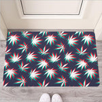 Trippy Hemp Leaves Reggae Pattern Print Rubber Doormat