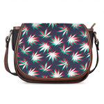 Trippy Hemp Leaves Reggae Pattern Print Saddle Bag
