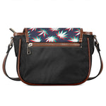 Trippy Hemp Leaves Reggae Pattern Print Saddle Bag