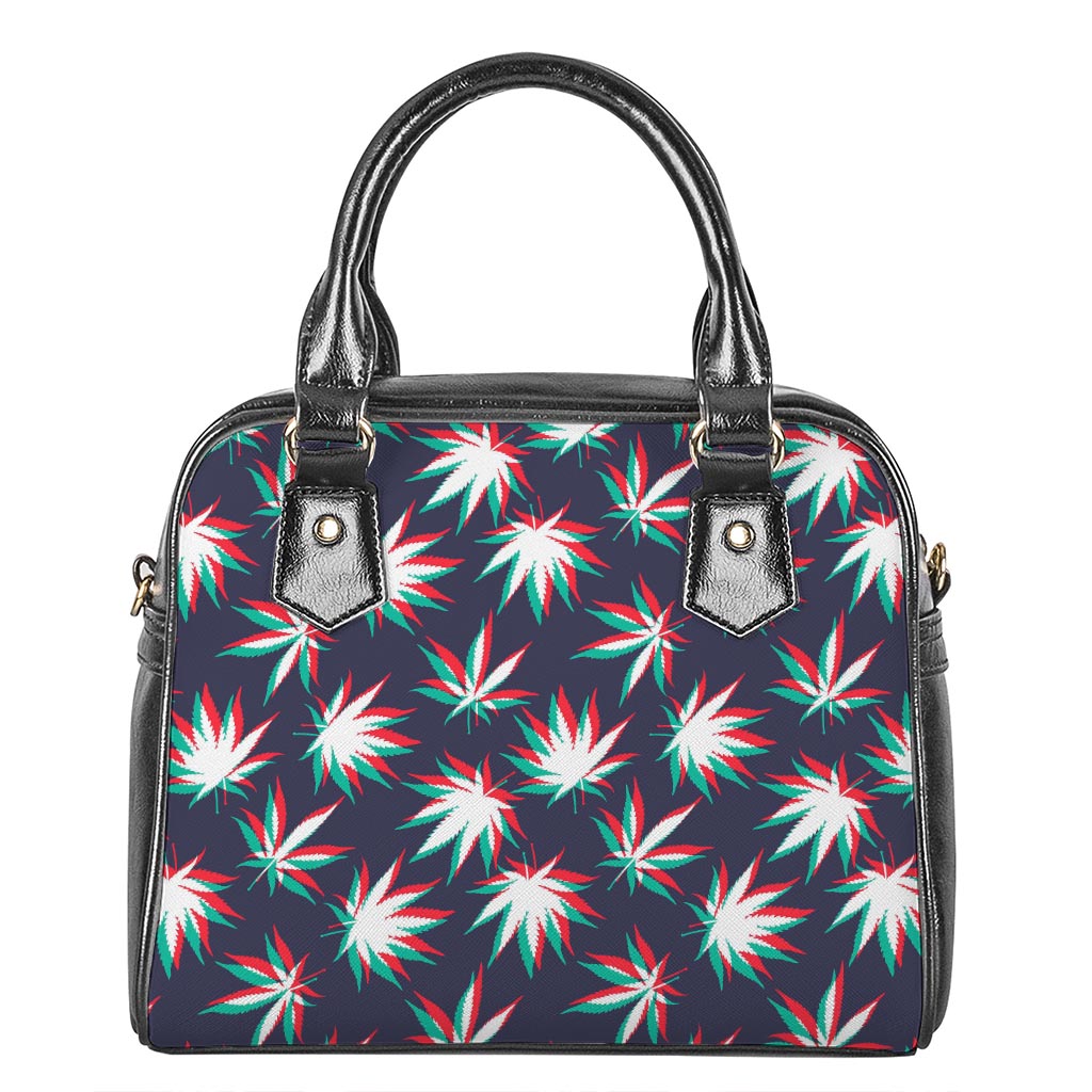 Trippy Hemp Leaves Reggae Pattern Print Shoulder Handbag