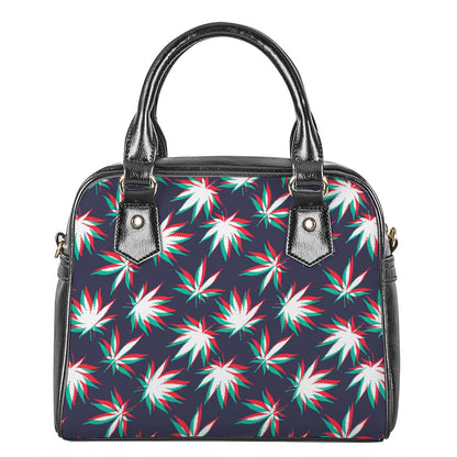 Trippy Hemp Leaves Reggae Pattern Print Shoulder Handbag