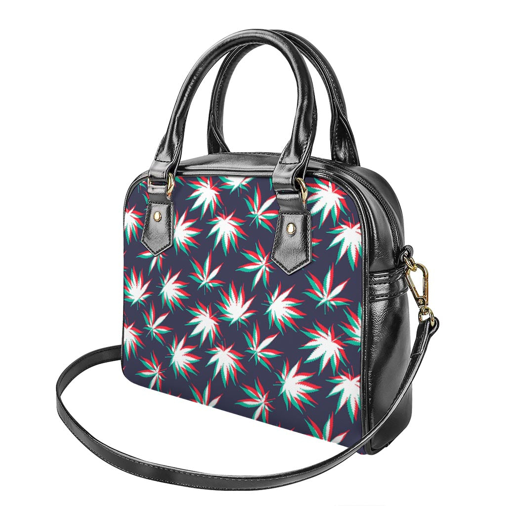 Trippy Hemp Leaves Reggae Pattern Print Shoulder Handbag