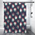 Trippy Hemp Leaves Reggae Pattern Print Shower Curtain