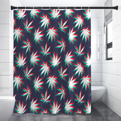 Trippy Hemp Leaves Reggae Pattern Print Shower Curtain