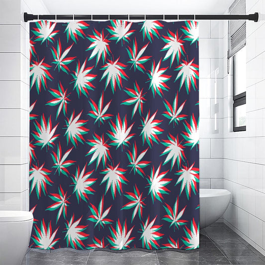 Trippy Hemp Leaves Reggae Pattern Print Shower Curtain