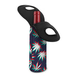 Trippy Hemp Leaves Reggae Pattern Print Single Neoprene Wine Tote