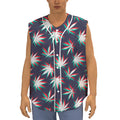 Trippy Hemp Leaves Reggae Pattern Print Sleeveless Baseball Jersey
