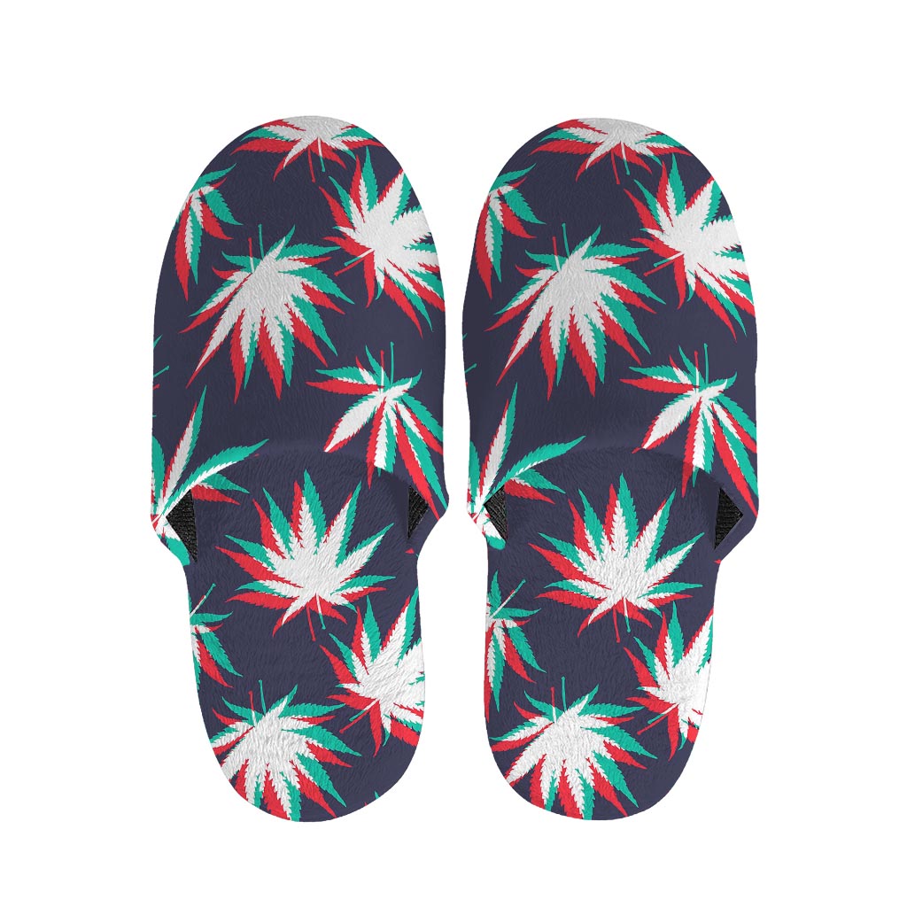 Trippy Hemp Leaves Reggae Pattern Print Slippers