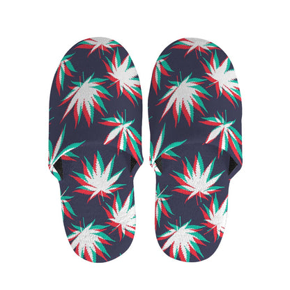 Trippy Hemp Leaves Reggae Pattern Print Slippers
