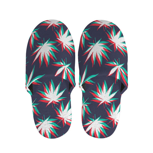 Trippy Hemp Leaves Reggae Pattern Print Slippers