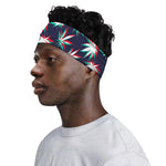 Trippy Hemp Leaves Reggae Pattern Print Sports Headband