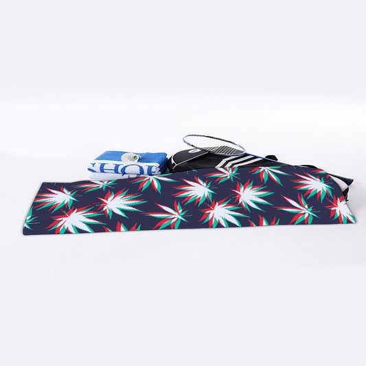 Trippy Hemp Leaves Reggae Pattern Print Sports Towel
