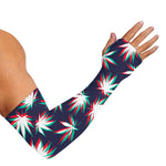 Trippy Hemp Leaves Reggae Pattern Print Sun Protection Arm Sleeves