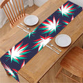 Trippy Hemp Leaves Reggae Pattern Print Table Runner