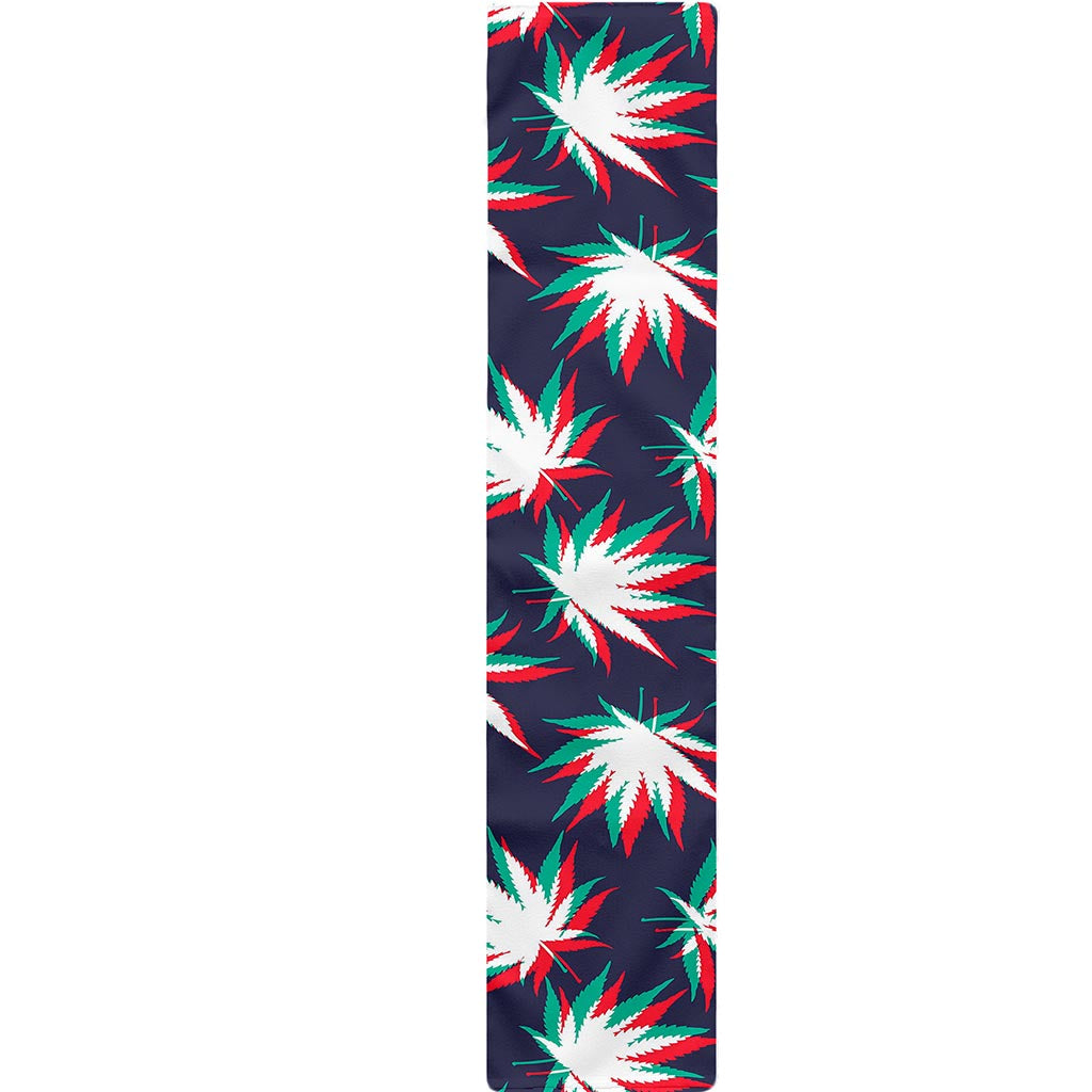 Trippy Hemp Leaves Reggae Pattern Print Table Runner