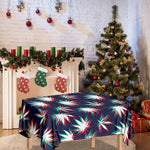 Trippy Hemp Leaves Reggae Pattern Print Tablecloth