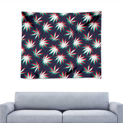 Trippy Hemp Leaves Reggae Pattern Print Tapestry