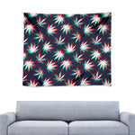 Trippy Hemp Leaves Reggae Pattern Print Tapestry