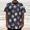 Trippy Hemp Leaves Reggae Pattern Print Textured Short Sleeve Shirt