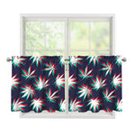 Trippy Hemp Leaves Reggae Pattern Print Tier Curtains