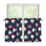 Trippy Hemp Leaves Reggae Pattern Print Tier Curtains