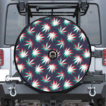 Trippy Hemp Leaves Reggae Pattern Print Tire Cover With Camera Hole