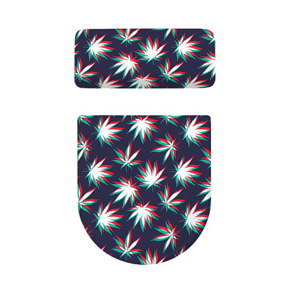 Trippy Hemp Leaves Reggae Pattern Print Toilet Lid And Tank Cover Set