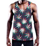 Trippy Hemp Leaves Reggae Pattern Print Training Tank Top