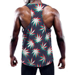 Trippy Hemp Leaves Reggae Pattern Print Training Tank Top