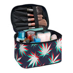 Trippy Hemp Leaves Reggae Pattern Print Travel Makeup Bag
