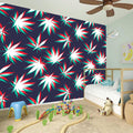 Trippy Hemp Leaves Reggae Pattern Print Wall Sticker