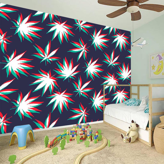 Trippy Hemp Leaves Reggae Pattern Print Wall Sticker