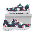 Trippy Hemp Leaves Reggae Pattern Print White Running Shoes