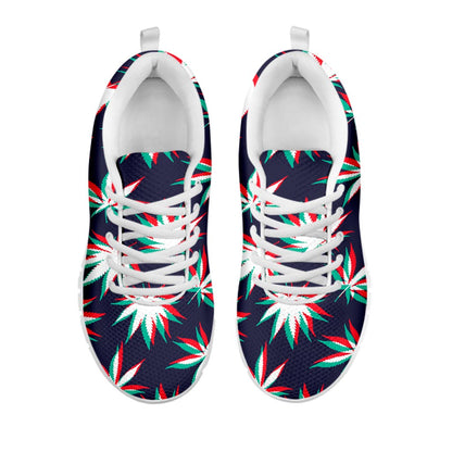 Trippy Hemp Leaves Reggae Pattern Print White Running Shoes