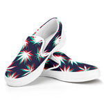 Trippy Hemp Leaves Reggae Pattern Print White Slip On Sneakers