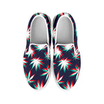 Trippy Hemp Leaves Reggae Pattern Print White Slip On Sneakers