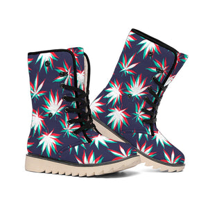 Trippy Hemp Leaves Reggae Pattern Print Winter Boots