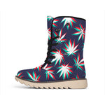 Trippy Hemp Leaves Reggae Pattern Print Winter Boots