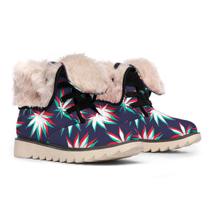 Trippy Hemp Leaves Reggae Pattern Print Winter Boots