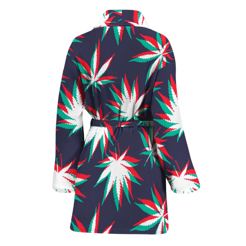 Trippy Hemp Leaves Reggae Pattern Print Women's Bathrobe