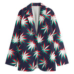 Trippy Hemp Leaves Reggae Pattern Print Women's Blazer