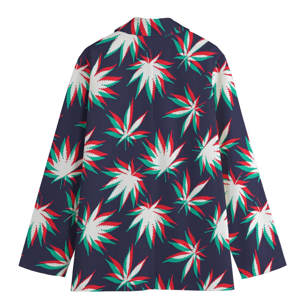 Trippy Hemp Leaves Reggae Pattern Print Women's Blazer