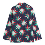 Trippy Hemp Leaves Reggae Pattern Print Women's Blazer