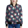 Trippy Hemp Leaves Reggae Pattern Print Women's Bomber Jacket