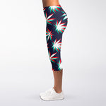 Trippy Hemp Leaves Reggae Pattern Print Women's Capri Leggings
