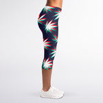 Trippy Hemp Leaves Reggae Pattern Print Women's Capri Leggings